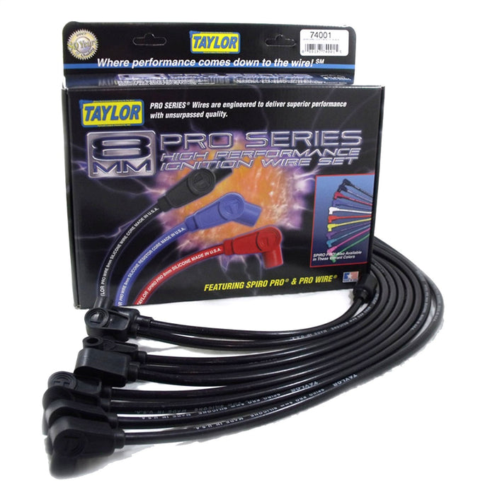Taylor Cable 74038 8mm Spiro-Pro Ignition Wire Set; Black; Stock; 9.5 in.; OE Spark Plug Boot; - Truck Part Superstore