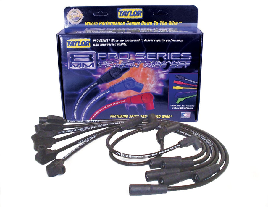 Taylor Cable 74035 8mm Spiro-Pro Ignition Wire Set; Spiro-Wound; Custom Fit; 90/180 deg.; Black; - Truck Part Superstore