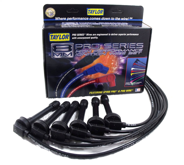 Taylor Cable 74078 8mm Spiro-Pro Ignition Wire Set; Black; Stock; 9.5 in.; OE Spark Plug Boot; - Truck Part Superstore