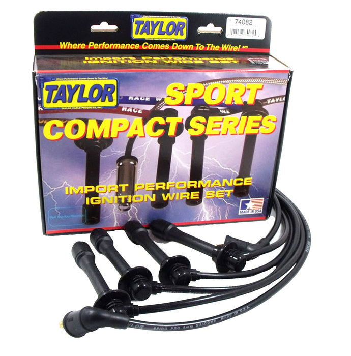 Taylor Cable 74082 8mm Spiro-Pro Ignition Wire Set; Black; Stock; 9.5 in.; OE Spark Plug Boot; - Truck Part Superstore