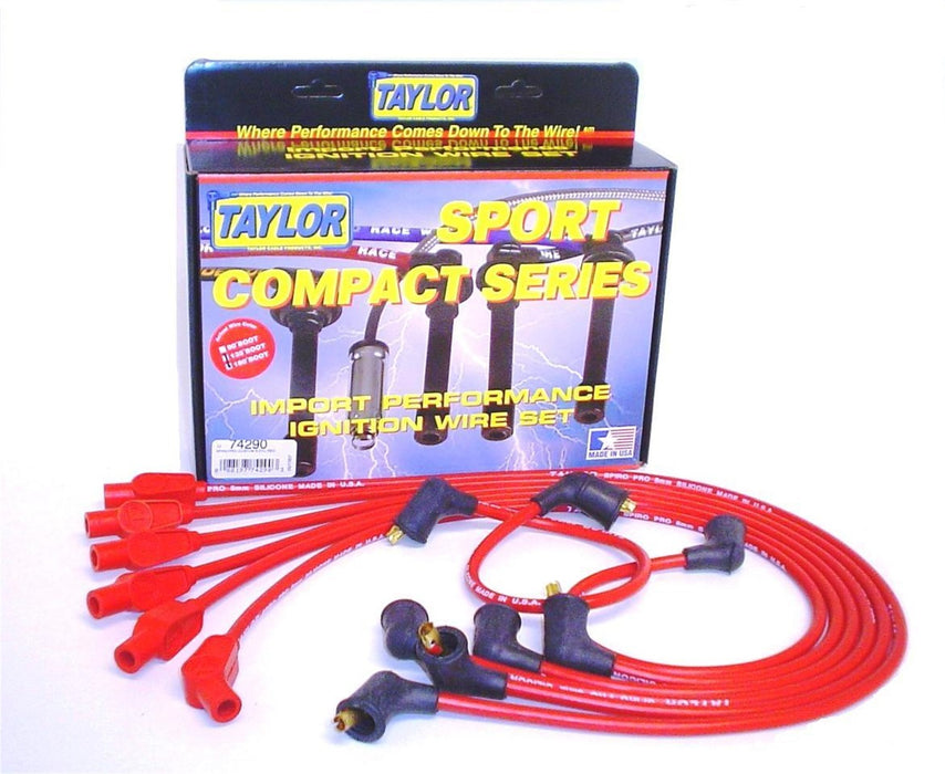 Taylor Cable 74290 8mm Spiro-Pro Ignition Wire Set; Spiro-Wound; Custom Fit; 180/135 deg.; Red; - Truck Part Superstore