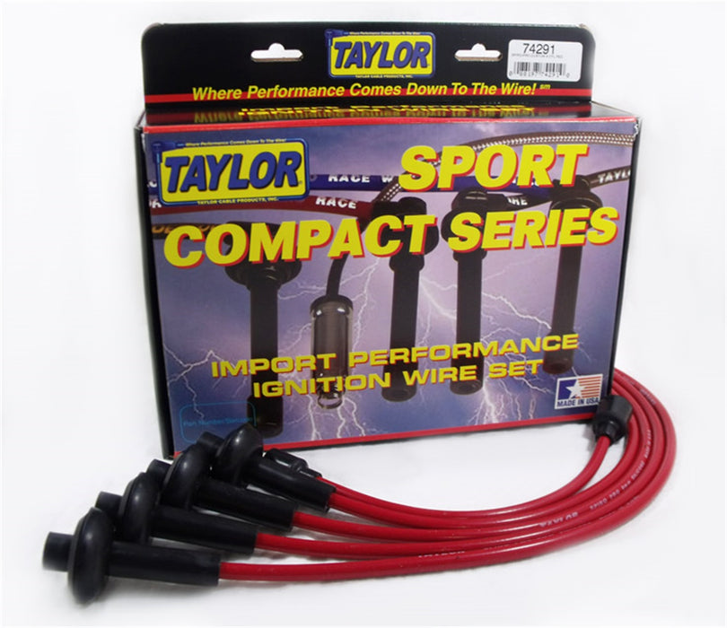Taylor Cable 74291 8mm Spiro-Pro Ignition Wire Set; Red; Stock; 9.5 in.; OE Spark Plug Boot; - Truck Part Superstore