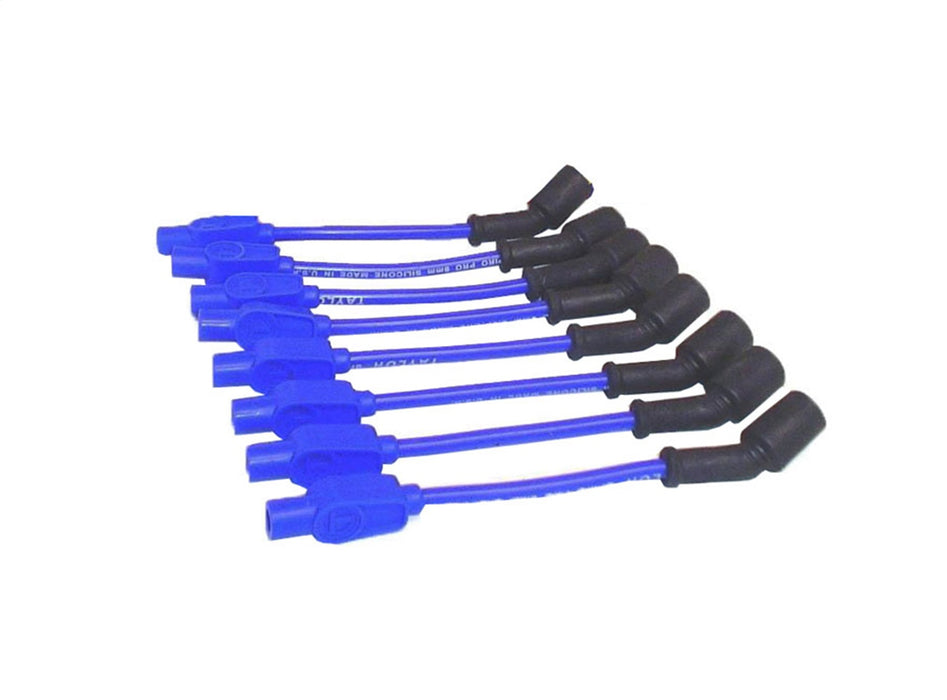 Taylor Cable 74644 8mm Spiro-Pro Ignition Wire Set; Blue; Stock; 9.5 in.; 180 Deg. Plug Boot; - Truck Part Superstore