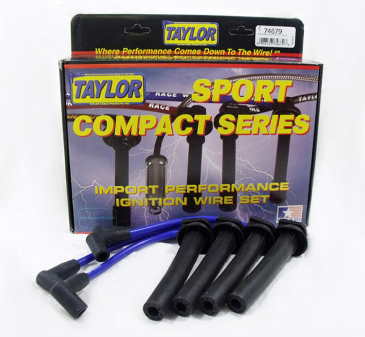 Taylor Cable 74679 8mm Spiro-Pro Ignition Wire Set; Blue; Stock; 9.5 in.; OE Spark Plug Boot; - Truck Part Superstore