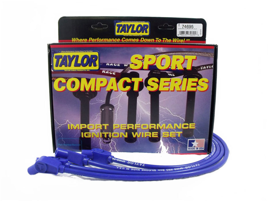 Taylor Cable 74695 8mm Spiro-Pro Ignition Wire Set; Spiro-Wound; Custom Fit; 135 deg.; Blue; - Truck Part Superstore