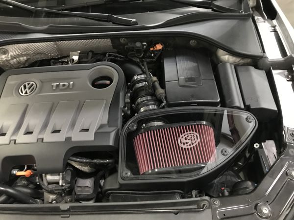 S&B 75-5099-BKJF Cold Air Intake For 10-14 VW 2.0L TDI , 2015 VW Jetta 2.0L TDI Cotton Cleanable Red S&B - Truck Part Superstore