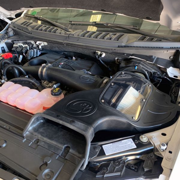 S&B 75-5126-BKJF Cold Air Intake For 18-19 Ford F150 3.0L Powerstroke Diesel Cotton Cleanable Red S&B - Truck Part Superstore