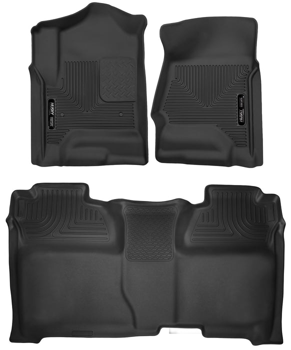 Husky Liners 53908 X-act Contour-Front/2nd Seat Floor Liners for Select Chevrolet Silverado 1500, Chevrolet Silverado HD, Chevrolet Silverado HD, GMC Sierra 1500, GMC Sierra HD, GMC Sierra HD