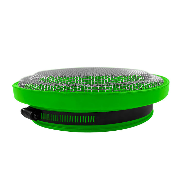 S&B 77-3008-BKJF Turbo Screen 6.0 Inch Lime Green Stainless Steel Mesh W/Stainless Steel Clamp S&B - Truck Part Superstore