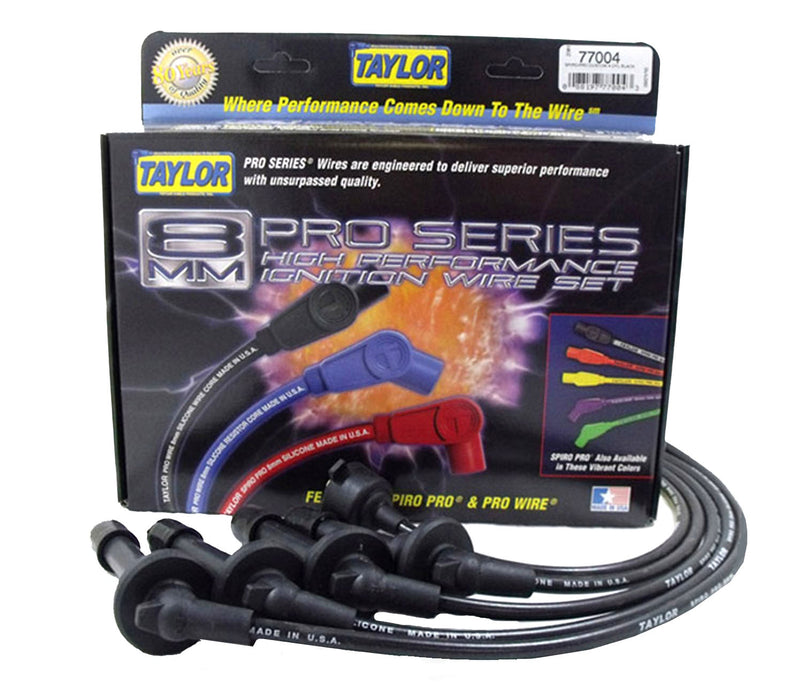 Taylor Cable 77004 8mm Spiro-Pro Ignition Wire Set; Black; Stock; 9.5 in.; OE Spark Plug Boot; - Truck Part Superstore