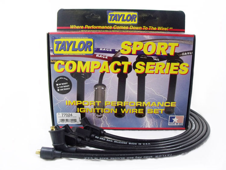 Taylor Cable 77024 8mm Spiro-Pro Ignition Wire Set; Spiro-Wound; Custom Fit; 135 deg.; Black; - Truck Part Superstore