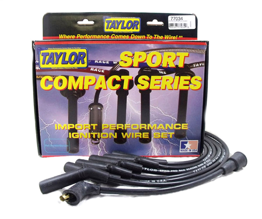 Taylor Cable 77034 8mm Spiro-Pro Ignition Wire Set; Black; Stock; 9.5 in.; OE Spark Plug Boot; - Truck Part Superstore