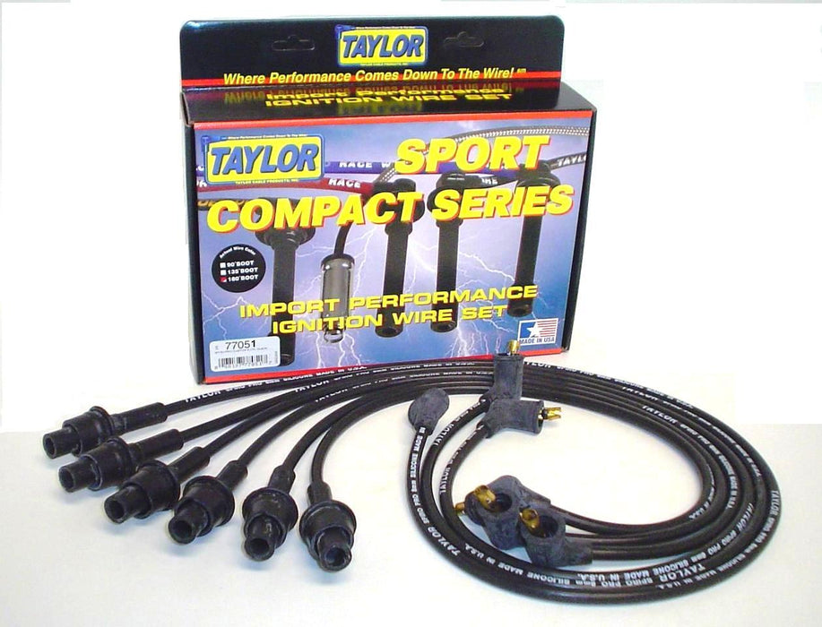 Taylor Cable 77051 8mm Spiro-Pro Ignition Wire Set; Black; Stock; 9.5 in.; OE Spark Plug Boot; - Truck Part Superstore
