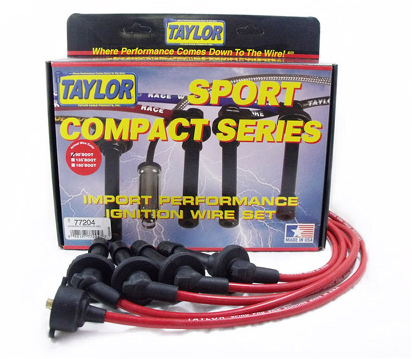 Taylor Cable 77204 8mm Spiro-Pro Ignition Wire Set; Red; Stock; 9.5 in.; OE Spark Plug Boot; - Truck Part Superstore