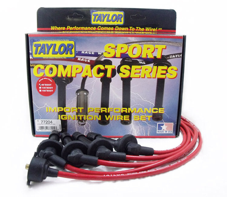 Taylor Cable 77204 8mm Spiro-Pro Ignition Wire Set; Red; Stock; 9.5 in.; OE Spark Plug Boot; - Truck Part Superstore
