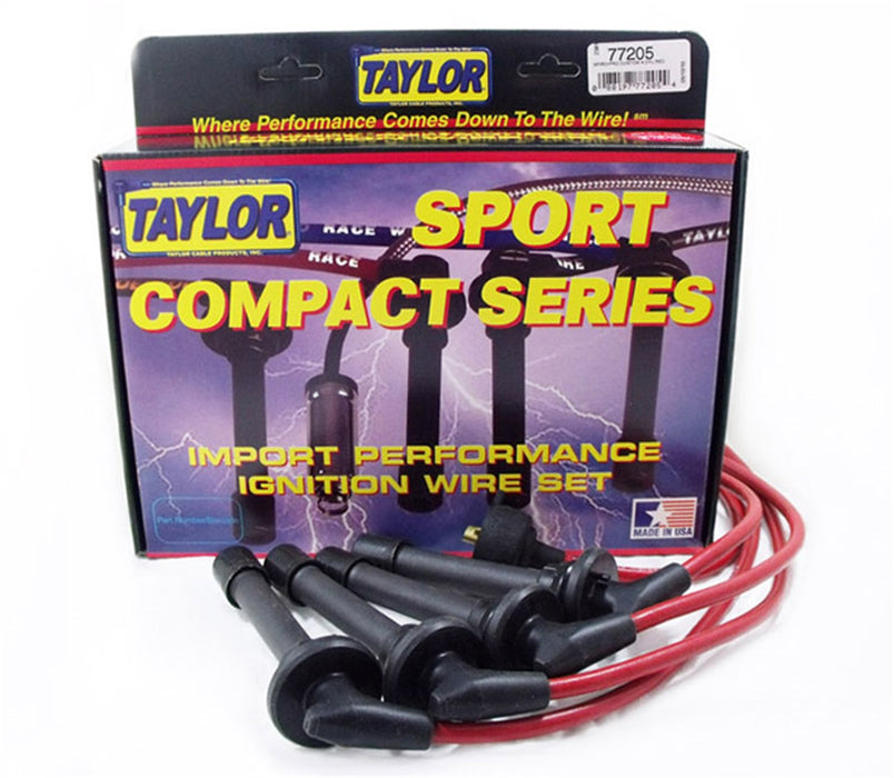 Taylor Cable 77205 8mm Spiro-Pro Ignition Wire Set; Red; Stock; 9.5 in.; OE Spark Plug Boot; - Truck Part Superstore