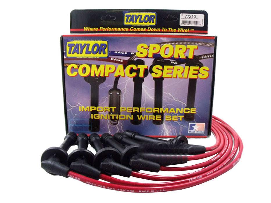 Taylor Cable 77210 8mm Spiro-Pro Ignition Wire Set; Red; Stock; 9.5 in.; OE Spark Plug Boot; - Truck Part Superstore