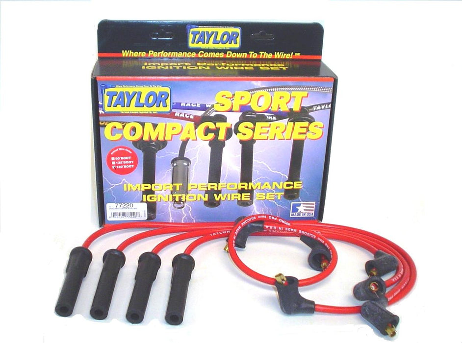 Taylor Cable 77220 8mm Spiro-Pro Ignition Wire Set; Red; Stock; 11.75 in.; 180 Deg. Plug Boot; - Truck Part Superstore