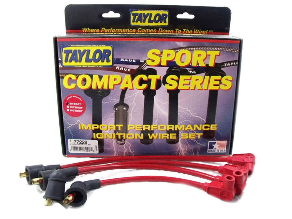 Taylor Cable 77228 8mm Spiro-Pro Ignition Wire Set; Spiro-Wound; Custom Fit; 90 deg.;  Red; - Truck Part Superstore