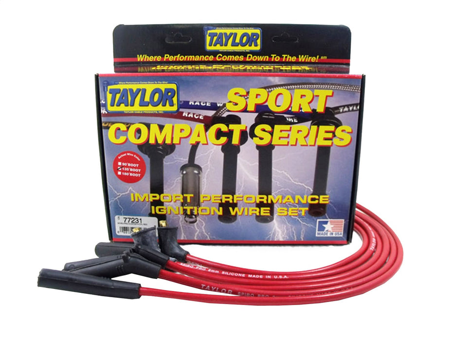 Taylor Cable 77231 8mm Spiro-Pro Ignition Wire Set; Red; Stock; 9.5 in.; OE Spark Plug Boot; - Truck Part Superstore