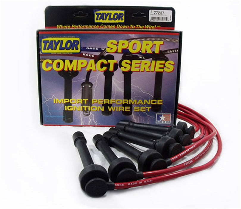 Taylor Cable 77237 8mm Spiro-Pro Ignition Wire Set; Red; Stock; 9.5 in.; OE Spark Plug Boot; - Truck Part Superstore