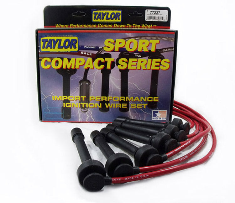 Taylor Cable 77237 8mm Spiro-Pro Ignition Wire Set; Red; Stock; 9.5 in.; OE Spark Plug Boot; - Truck Part Superstore