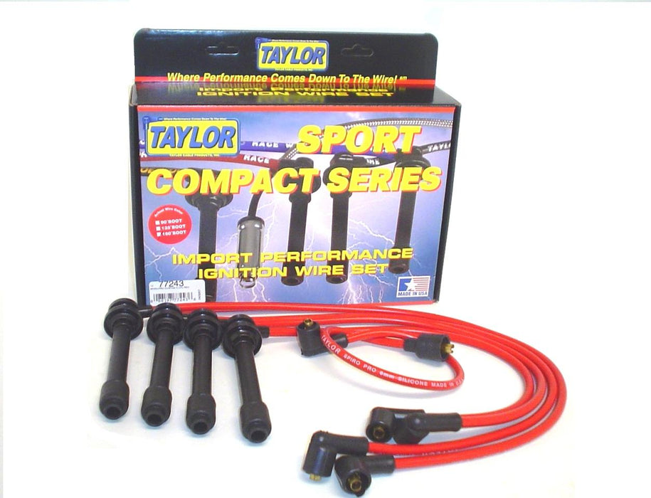 Taylor Cable 77243 8mm Spiro-Pro Ignition Wire Set; Red; Stock; 9.5 in.; OE Spark Plug Boot; - Truck Part Superstore