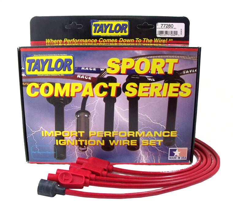 Taylor Cable 77280 8mm Spiro-Pro Ignition Wire Set; Red; Stock; 11.75 in.; 180 Deg. Plug Boot; - Truck Part Superstore