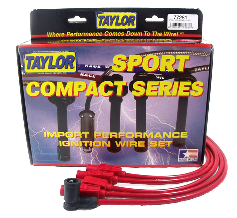 Taylor Cable 77281 8mm Spiro-Pro Ignition Wire Set; Red; Stock; 11.75 in.; 180 Deg. Plug Boot; - Truck Part Superstore