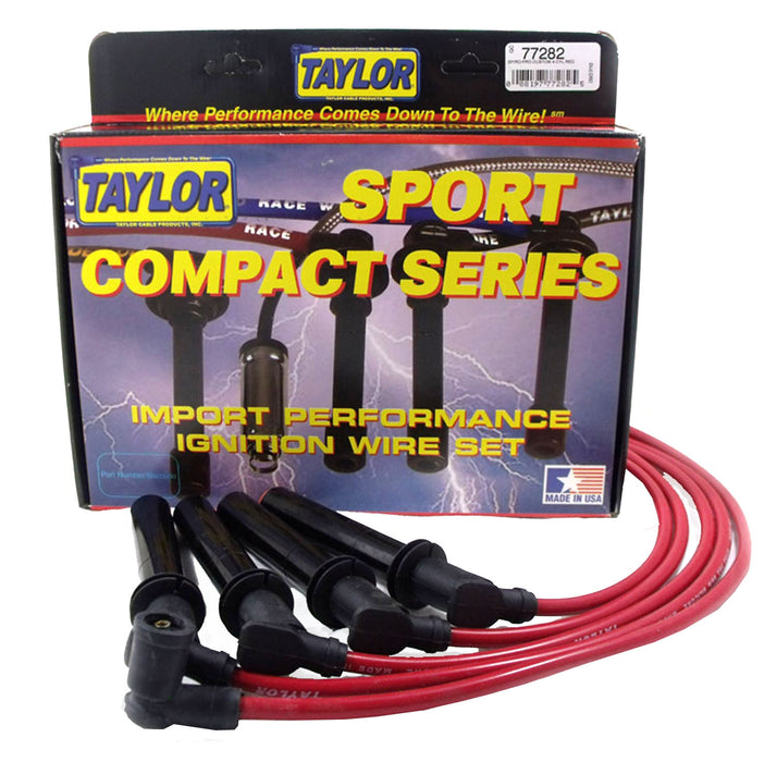 Taylor Cable 77282 8mm Spiro-Pro Ignition Wire Set; Red; Stock; 9.5 in.; OE Spark Plug Boot; - Truck Part Superstore