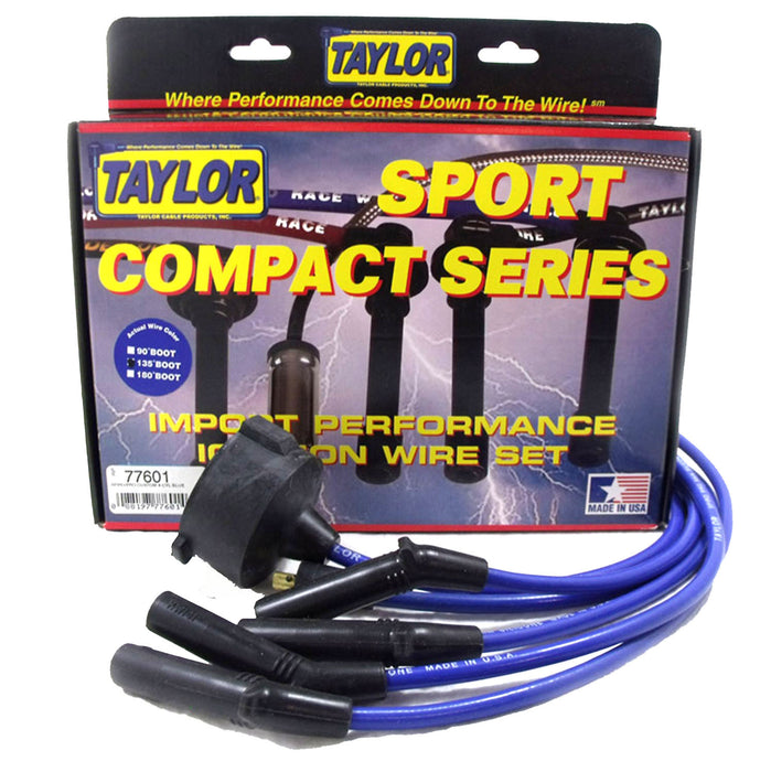 Taylor Cable 77601 8mm Spiro-Pro Ignition Wire Set; Blue; Stock; 9.5 in.; OE Spark Plug Boot; - Truck Part Superstore