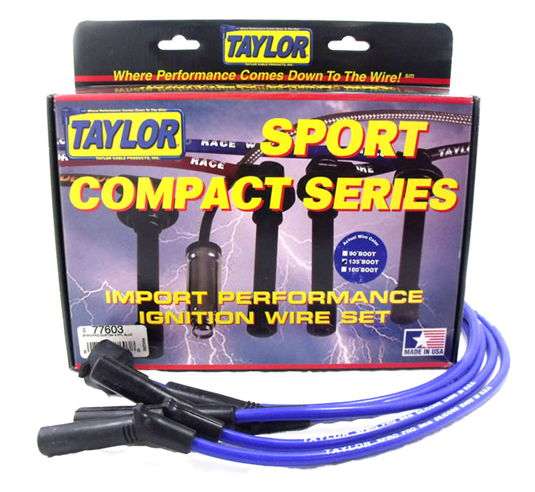 Taylor Cable 77603 8mm Spiro-Pro Ignition Wire Set; Blue; Stock; 9.5 in.; OE Spark Plug Boot; - Truck Part Superstore