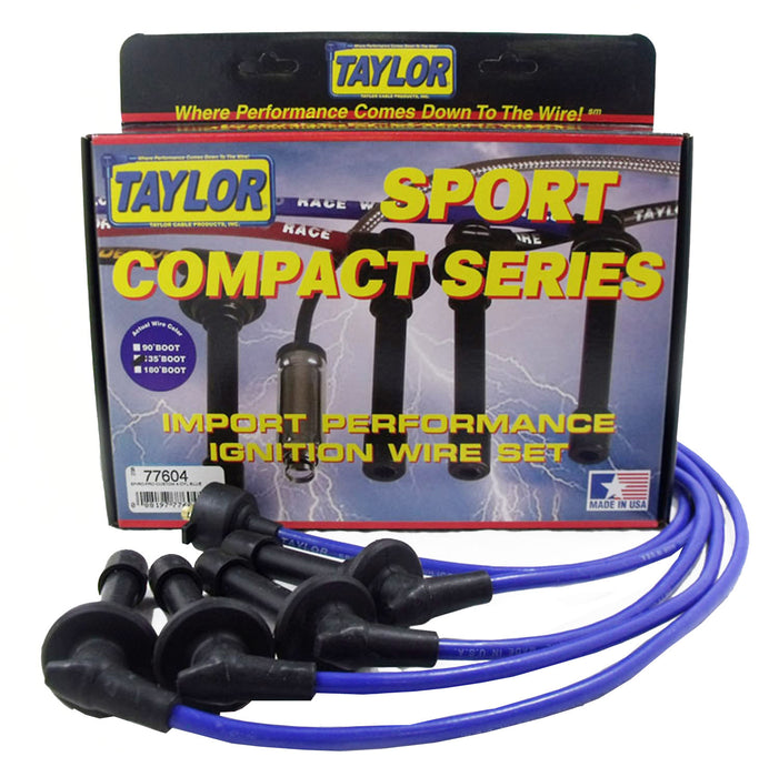 Taylor Cable 77604 8mm Spiro-Pro Ignition Wire Set; Blue; Stock; 9.5 in.; OE Spark Plug Boot; - Truck Part Superstore