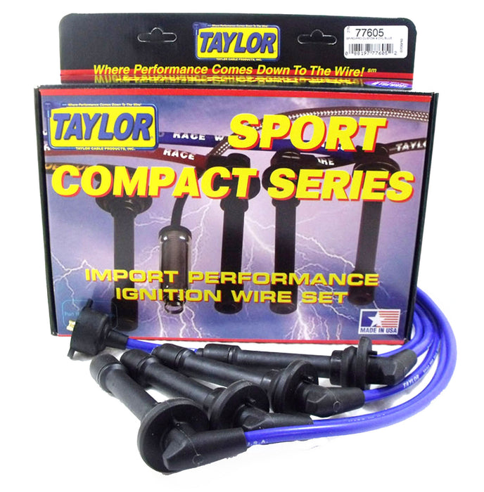 Taylor Cable 77605 8mm Spiro-Pro Ignition Wire Set; Blue; Stock; 9.5 in.; OE Spark Plug Boot; - Truck Part Superstore