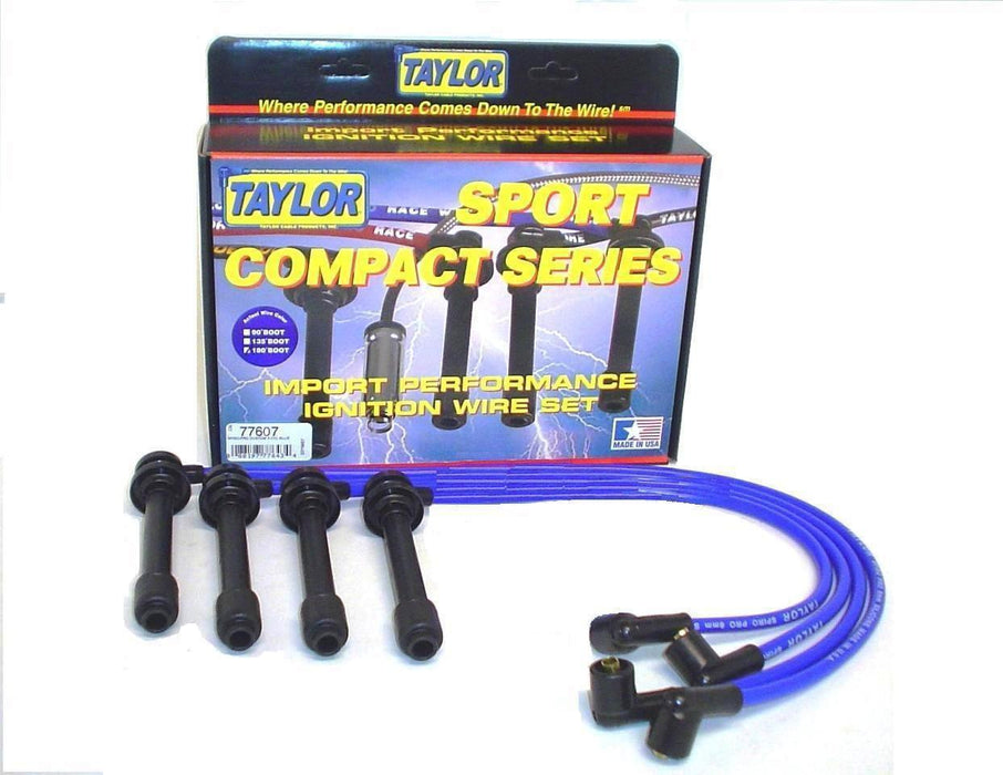 Taylor Cable 77607 8mm Spiro-Pro Ignition Wire Set; Blue; Stock; 9.5 in.; OE Spark Plug Boot; - Truck Part Superstore