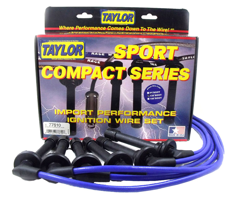 Taylor Cable 77610 8mm Spiro-Pro Ignition Wire Set; Blue; Stock; 9.5 in.; OE Spark Plug Boot; - Truck Part Superstore