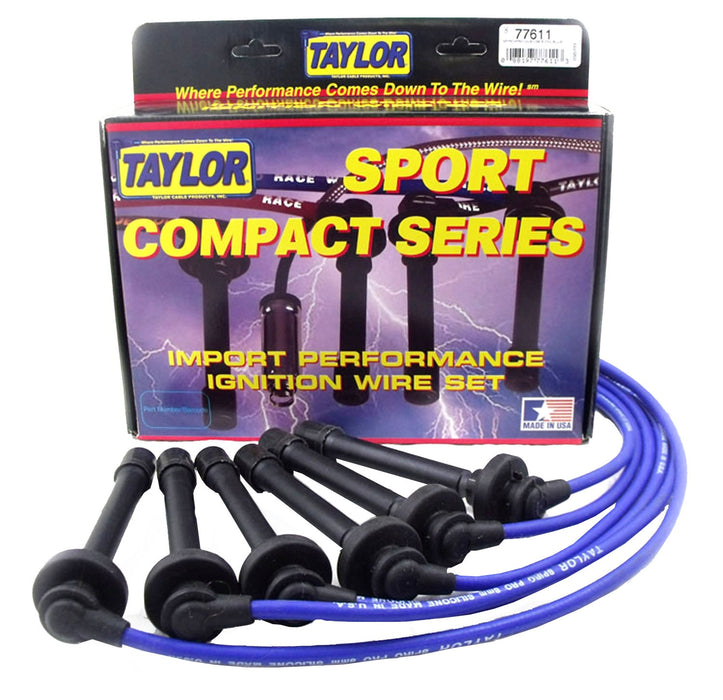 Taylor Cable 77611 8mm Spiro-Pro Ignition Wire Set; Blue; Stock; 9.5 in.; OE Spark Plug Boot; - Truck Part Superstore