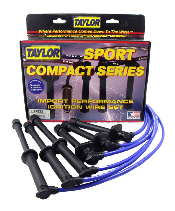 Taylor Cable 77623 8mm Spiro-Pro Ignition Wire Set; Blue; Stock; 9.5 in.; OE Spark Plug Boot; - Truck Part Superstore
