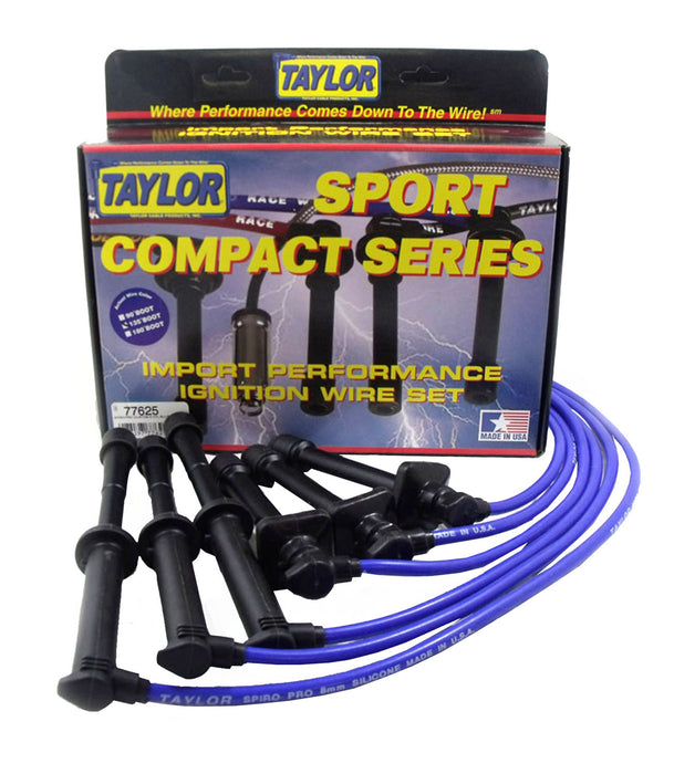Taylor Cable 77625 8mm Spiro-Pro Ignition Wire Set; Blue; Stock; 9.5 in.; OE Spark Plug Boot; - Truck Part Superstore