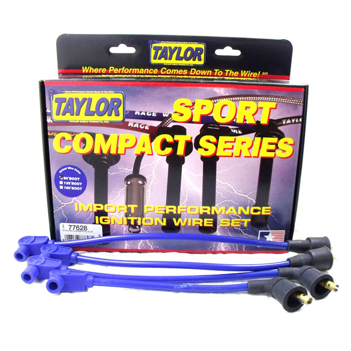 Taylor Cable 77628 8mm Spiro-Pro Ignition Wire Set; Spiro-Wound; Custom Fit; 90 deg.; Blue; - Truck Part Superstore