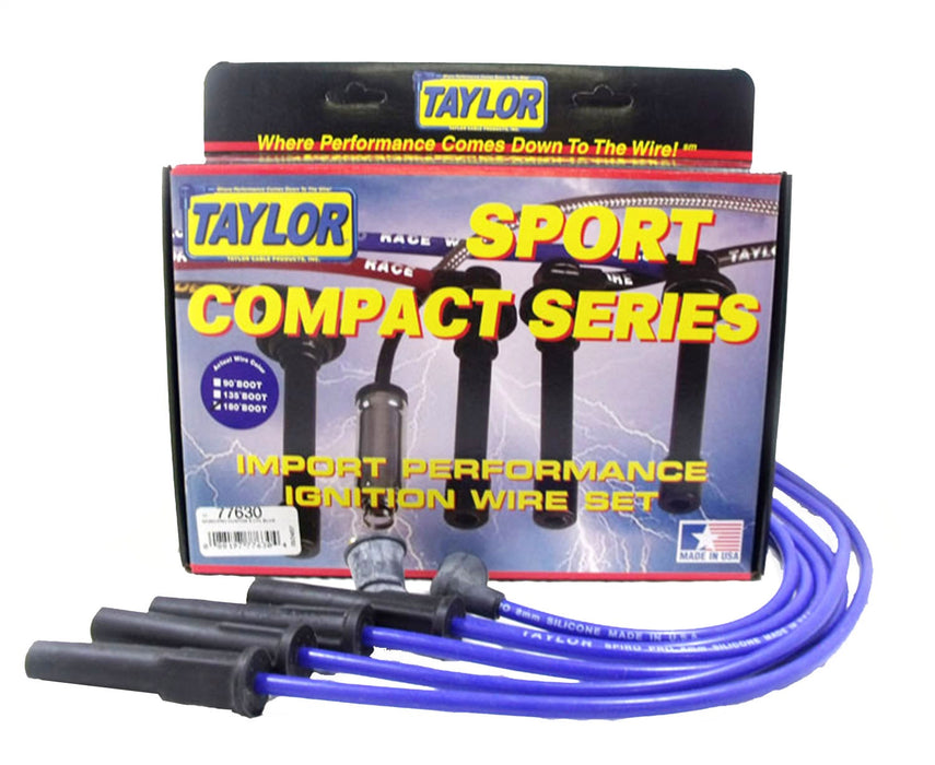 Taylor Cable 77630 8mm Spiro-Pro Ignition Wire Set; Blue; Stock; 11.75 in.; 180 Deg. Plug Boot; - Truck Part Superstore