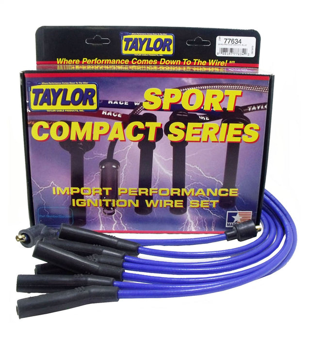 Taylor Cable 77634 8mm Spiro-Pro Ignition Wire Set; Blue; Stock; 9.5 in.; OE Spark Plug Boot; - Truck Part Superstore