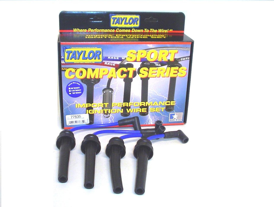 Taylor Cable 77635 8mm Spiro-Pro Ignition Wire Set; Blue; Stock; 9.5 in.; OE Spark Plug Boot; - Truck Part Superstore