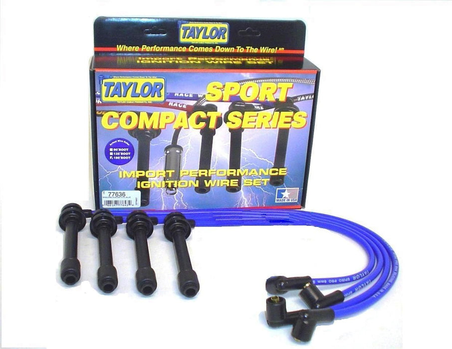 Taylor Cable 77636 8mm Spiro-Pro Ignition Wire Set; Blue; Stock; 9.5 in.; OE Spark Plug Boot; - Truck Part Superstore