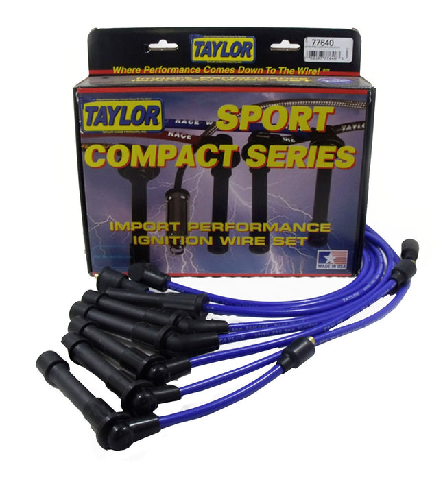Taylor Cable 77640 8mm Spiro-Pro Ignition Wire Set; Spiro-Wound; Custom Fit; 90/135 deg.; Blue; - Truck Part Superstore