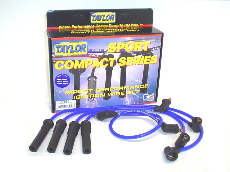 Taylor Cable 77650 8mm Spiro-Pro Ignition Wire Set; Blue; Stock; 11.75 in.; 180 Deg. Plug Boot; - Truck Part Superstore