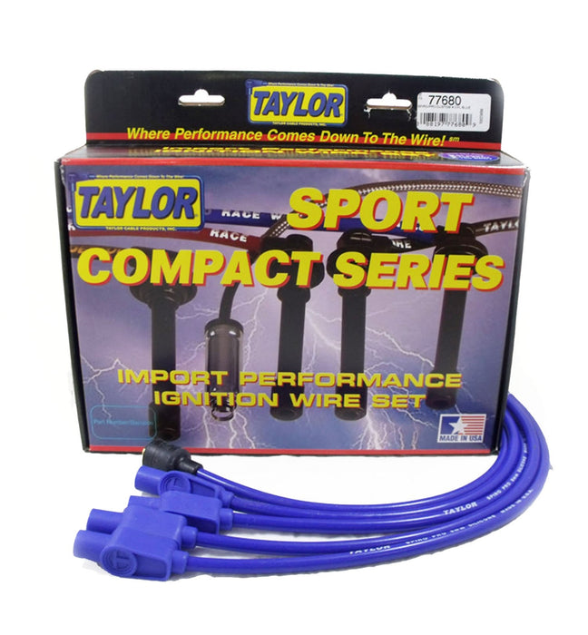 Taylor Cable 77680 8mm Spiro-Pro Ignition Wire Set; Blue; Stock; 11.75 in.; 180 Deg. Plug Boot; - Truck Part Superstore