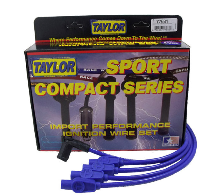 Taylor Cable 77681 8mm Spiro-Pro Ignition Wire Set; Blue; Stock; 11.75 in.; 180 Deg. Plug Boot; - Truck Part Superstore