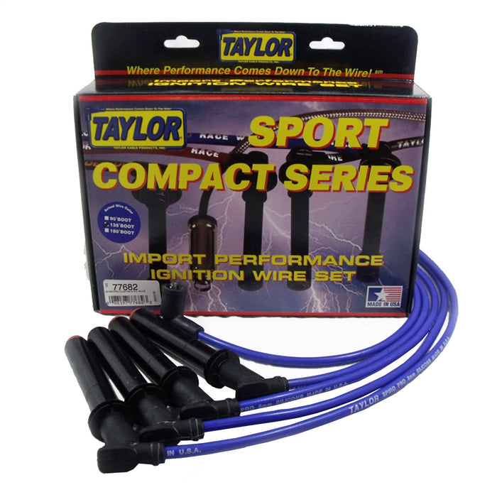 Taylor Cable 77682 8mm Spiro-Pro Ignition Wire Set; Blue; Stock; 9.5 in.; OE Spark Plug Boot; - Truck Part Superstore
