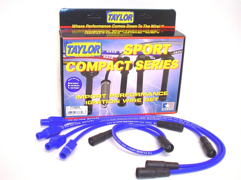 Taylor Cable 77683 8mm Spiro-Pro Ignition Wire Set; Blue; Stock; 11.75 in.; 180 Deg. Plug Boot; - Truck Part Superstore